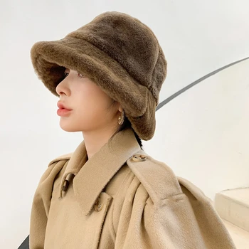 Alta Qualidade de Mulheres de chapéus de Pêlo Autêntico Cordeiro de Lã de Material de Peles Vaso de Chapéu de Topo Plano de Design de Grande Elástica Chapéu de Pescador