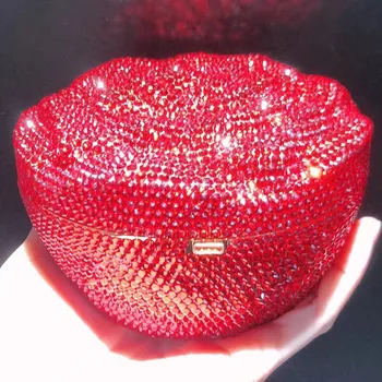 Completo novo Diamante Vermelho da Flor de Cristal Saco de Noite de Bolo 3D Mulheres Casamento Embreagem de Luxo Senhora Strass Mini bolsas E Bolsas