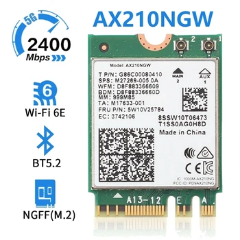 AX210 AX210NGW Placa de Rede M. 2 NGFF 2.4 Ghz/5G WI-FI gratuito 6E 2400Mbps de Placa wi-Fi 802.11 Ax Bluetooth 5.2 Adaptador de wi-Fi