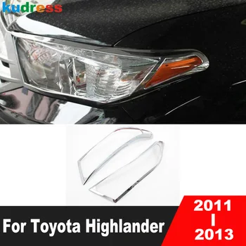 Para A Toyota Highlander 2011 2012 2013 Hatchback Chrome Carro Da Frente Da Cabeça Da Lâmpada Da Luz Da Tampa De Guarnição Do Farol Aro Guarnições Acessórios
