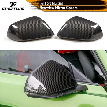 A Fibra de carbono Traseira do Carro Revisão Espelho capas Adicionar No Estilo Nenhum Sinal de volta para o Ford Mustang Coupe 2 Portas-2015 - 2017