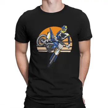Vintage Esporte Radical De Motocross Pôr Do Sol T-Shirts Homens O Pescoço Algodão T-Shirts De Enduro Cross Moto De Corrida Camiseta Idéia De Presente
