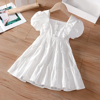 Verão Branco Vestido de Princesa Menina Garoto Vestido de Crianças Vestido De Roupas de Menina Para de 2 a 6 Anos