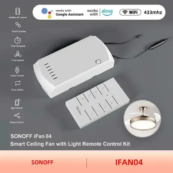 SONOFF IFan04 Inteligente Ventilador de Teto Interruptor de Luz do Controlador de VELOCIDADE wi-Fi RM433 de apoio de Controle Alexa Google EWeLink Home Alice Assistente