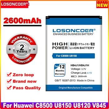 LOSONCOER 2600mAh HB4J1 HB4J1H para Huawei C8500 U8150 U8120 V845 IDEOS X3 T8300 U8500S T8100 Bateria