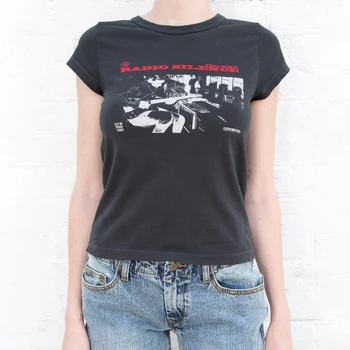 Vintage Classic Rock Gráfico T-Shirt Das Mulheres De Verão, Gola Redonda, Manga Curta, Algodão T-Shirt Femme Casual Streetwear Y2k Tops 2021
