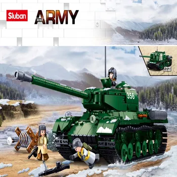 Sluban Bloco de Construção de Brinquedos de Guerra de Mundo 2 B0979 IS2 Tanque Pesado 845PCS Tijolos Militar de Combinação Definir Compatbile Com as Principais Marcas