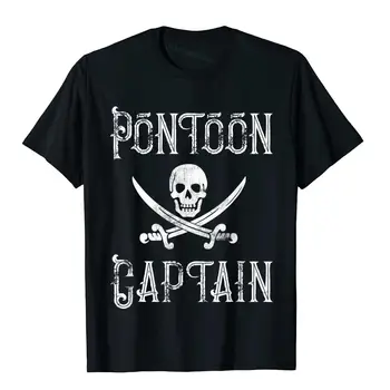 Vintage Pontão Capitão Pirata Caveira Barco Do Pontão Amante T-Shirt, Camisa De Algodão De Mens T-Shirt Apertada Superior Especial Em T-Shirts
