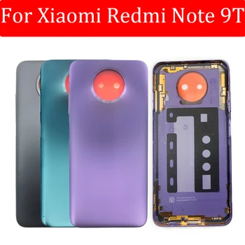 NOVO Para Xiaomi Redmi Nota 9T Porta de Trás Caso da Bateria de Habitação Traseira Tampa Traseira Com Botão Lateral Com LOGOTIPO