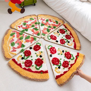 Engraçado Pizza Tapete de Pelúcia para Quarto Absorvente Tapete de Banheiro antiderrapante, Tapete Família de Cabeceira Cobertor de Tapetes para Sala de estar