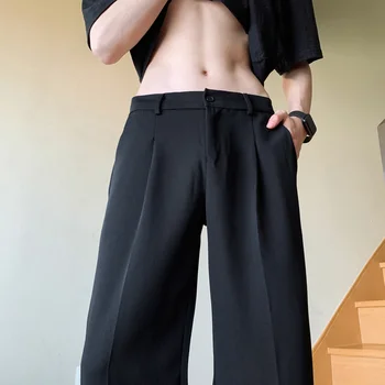 Verão Terno Preto, Calças de Moda masculina Social Mens Calças de Vestido coreano Solta Retas de Mens de Calças de Escritório Formal Calças M-5XL