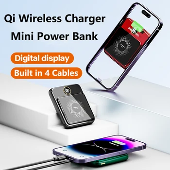 20000mAh Mini sem Fio de Alimentação de Banco Construído no Cabo Portátil Carregador Rápido Powerbank para iPhone 14 X Samsung, Huawei Xiaomi Poverbank