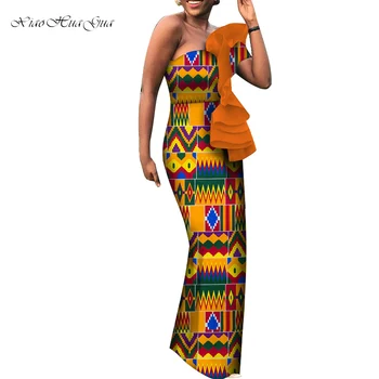 Africana de Impressão Vestidos para Mulheres Senhora do Dashiki Fora do Ombro Sexy Reta Vestidos de Bazin Riche Africana, Design de Roupas WY6223